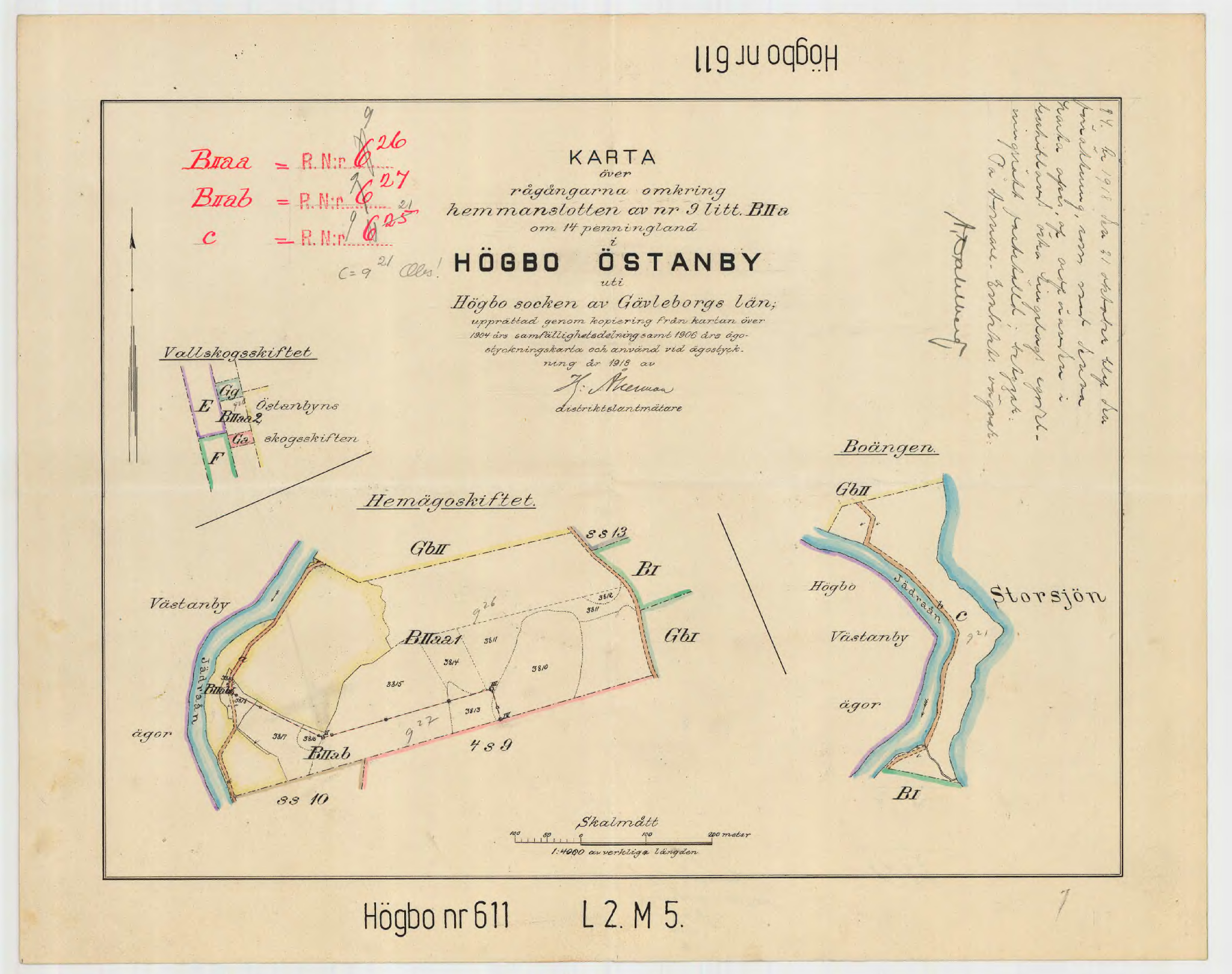 Ägostyckning av Högbo och Boängen från 1918